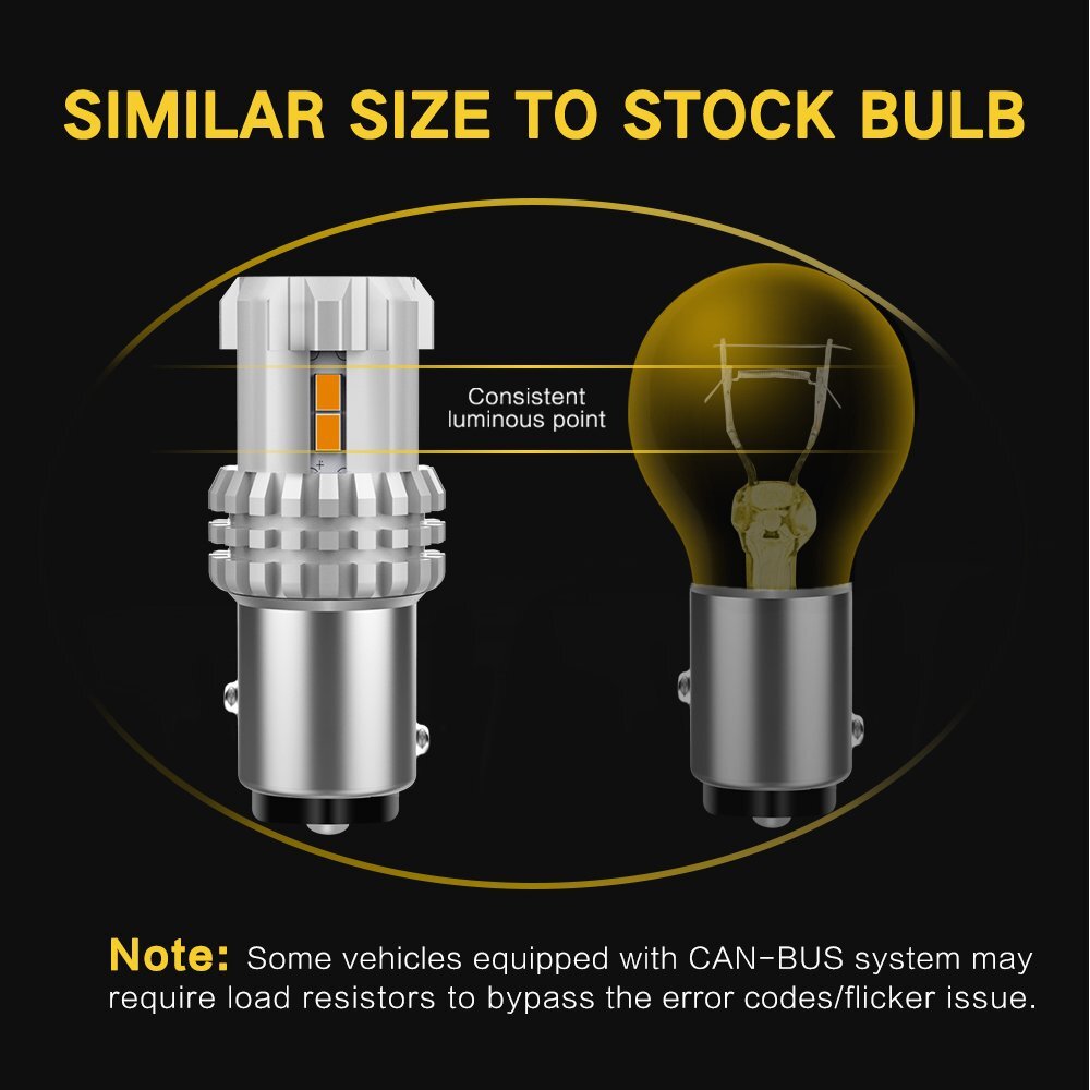 AUXITO CANBUS 1157 LED Bulbs Amber Yellow with Built-in Resistor 2057 2357 7528