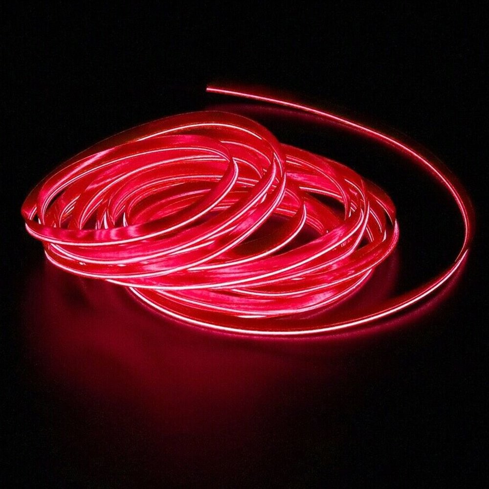 5M Red LED Car Interior Decorative Atmosphere Lamp Wire Strip Light Accessories