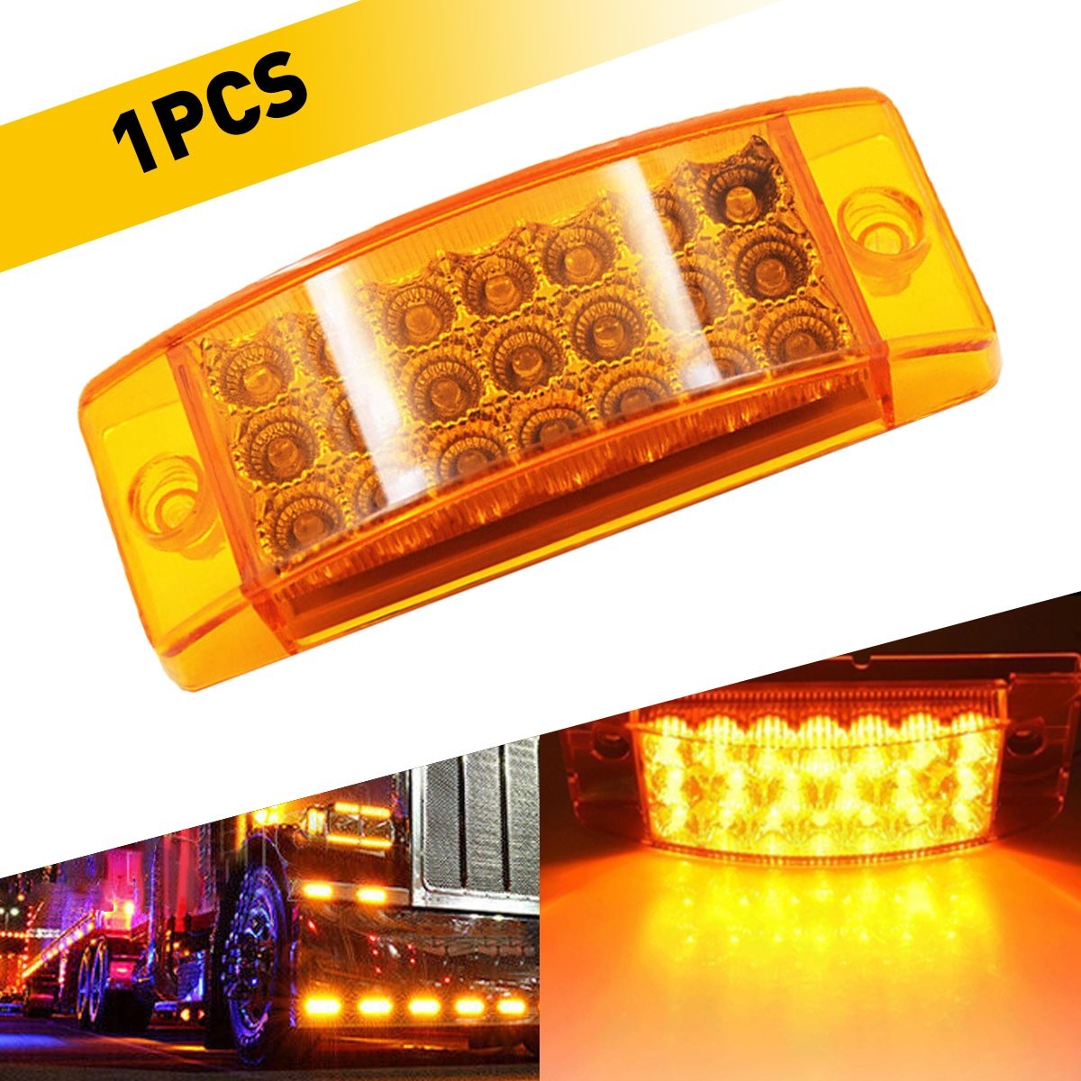 2x 21-LED 6″Amber Clearance Marker Side Lights Truck Trailer Turn Signal Light
