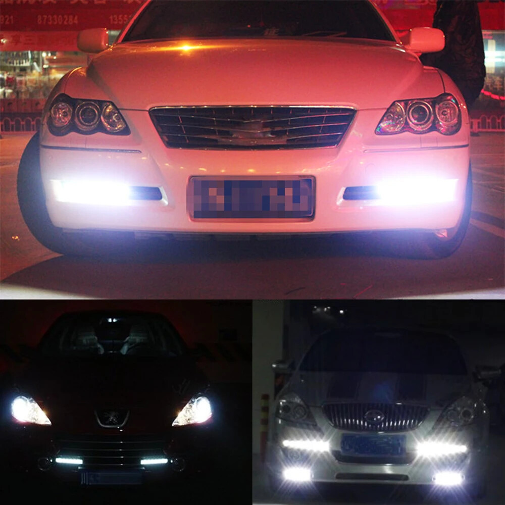 2pcs Hyper White 6 LED DRL Daytime Running LED Clear Fog Light Bumper Lamps 12V