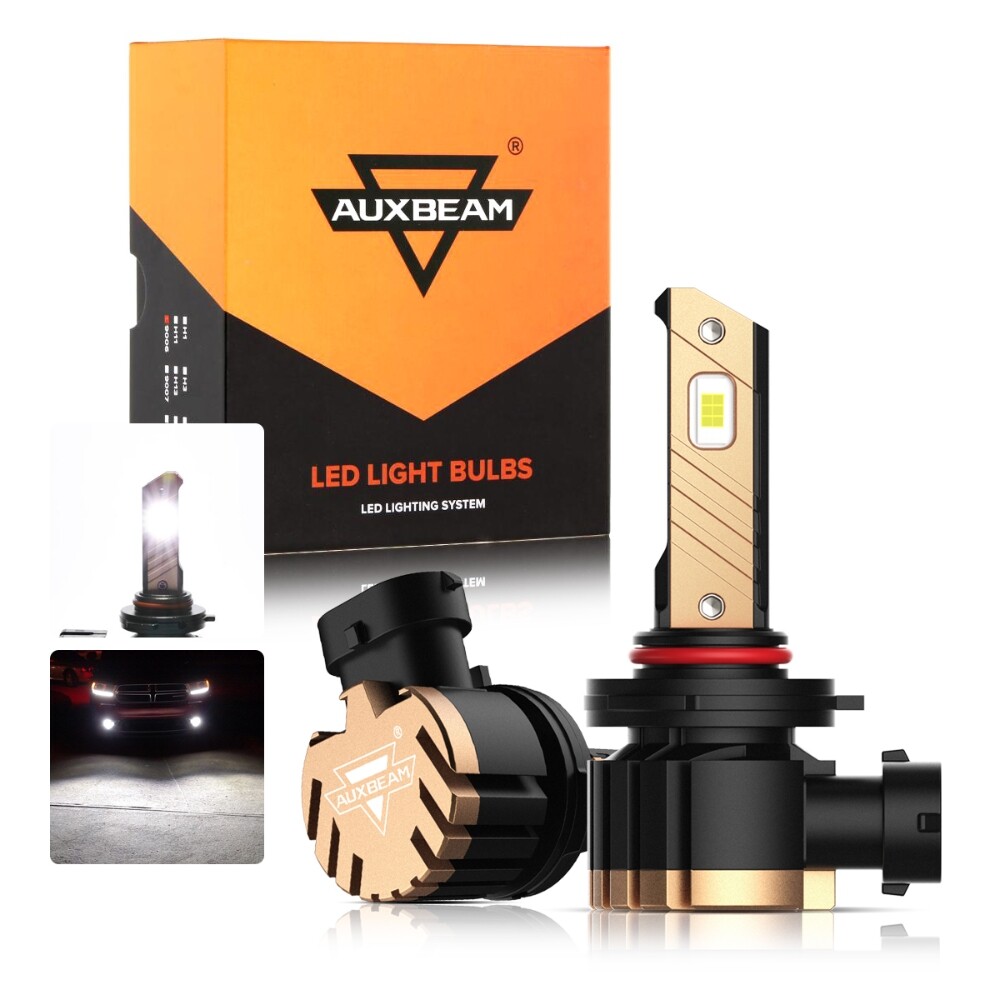AUXBEAM 9005 LED Headlight Super Bright Bulbs White 6500K 8000LM High/Low Beam