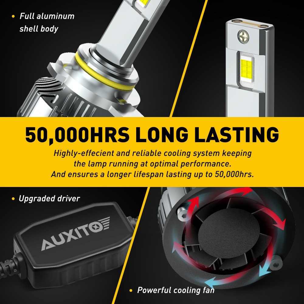 AUXITO 9012 HIR2 LED Headlight Kit High Low Beam Bulbs Super Bright White CANBUS