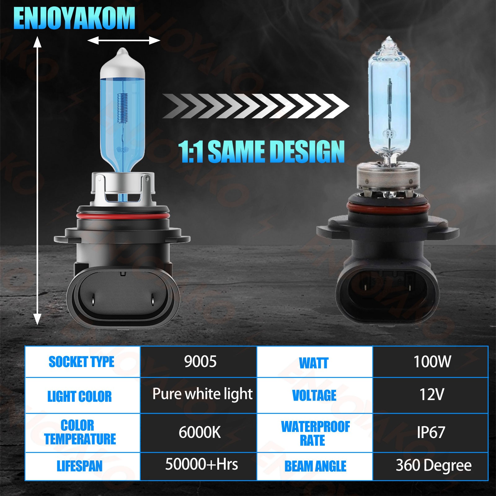 H11 9005 Halogen Headlight KIT Combo Bulbs 10000K Hi&Low Beam Super Bright White