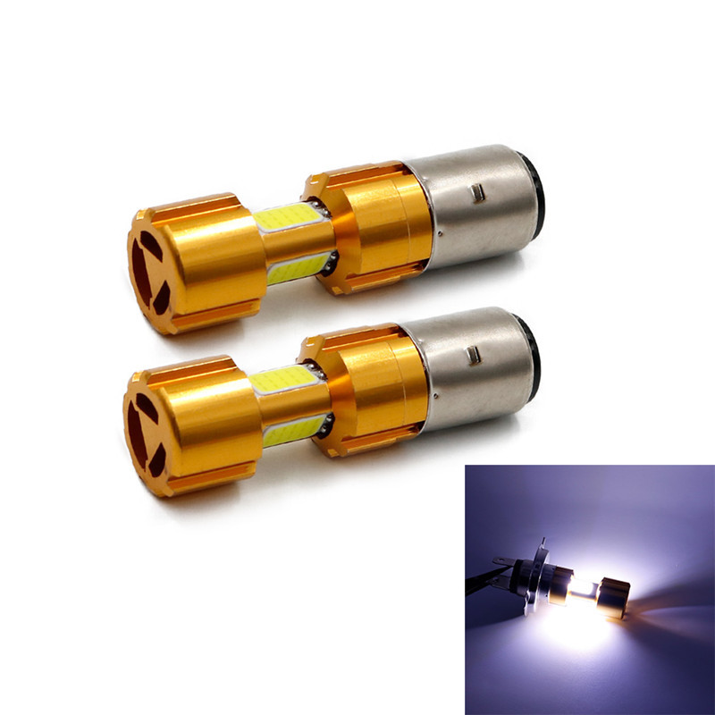 2X12W Ba20D H6 Motorcycle Headlight COB LED Bulbs Scooter ATV 1000LM Bikes Lamps
