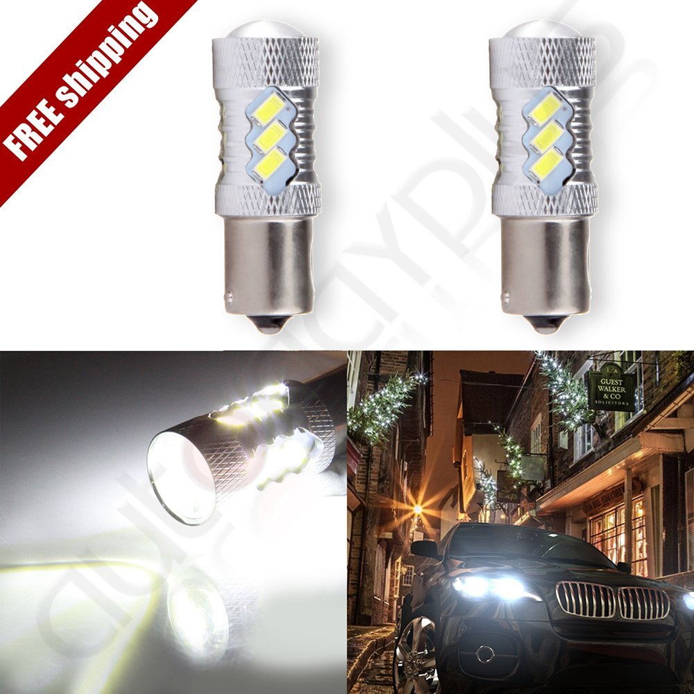 2x Parking Light 1156 7506 5008 LED 16 SMD Completely White Light Bulbs