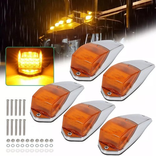 5x 31 LED Amber Chrome Cab Roof Marker Light for Peterbilt Kenworth Freightliner