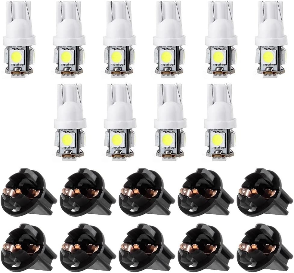Universal T10 5-5050-SMD LED Bulbs – 20-Pack White Dash Lights, 50000 Hours
