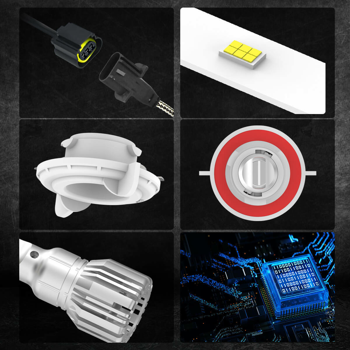 LASFIT H13 9145 Combo Kit LED Headlight Fog Light Bulb for Ford F150 04-14 6000K