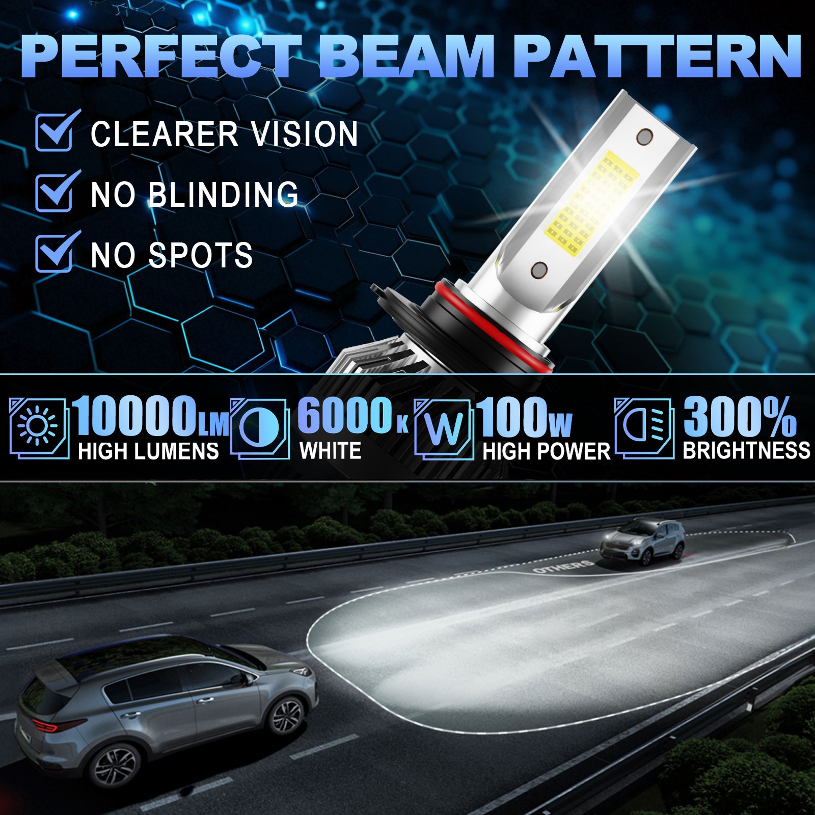 9005/H11/H11 LED Headlight Fog light Bulbs High Low Beam 6000K White Combo Kit