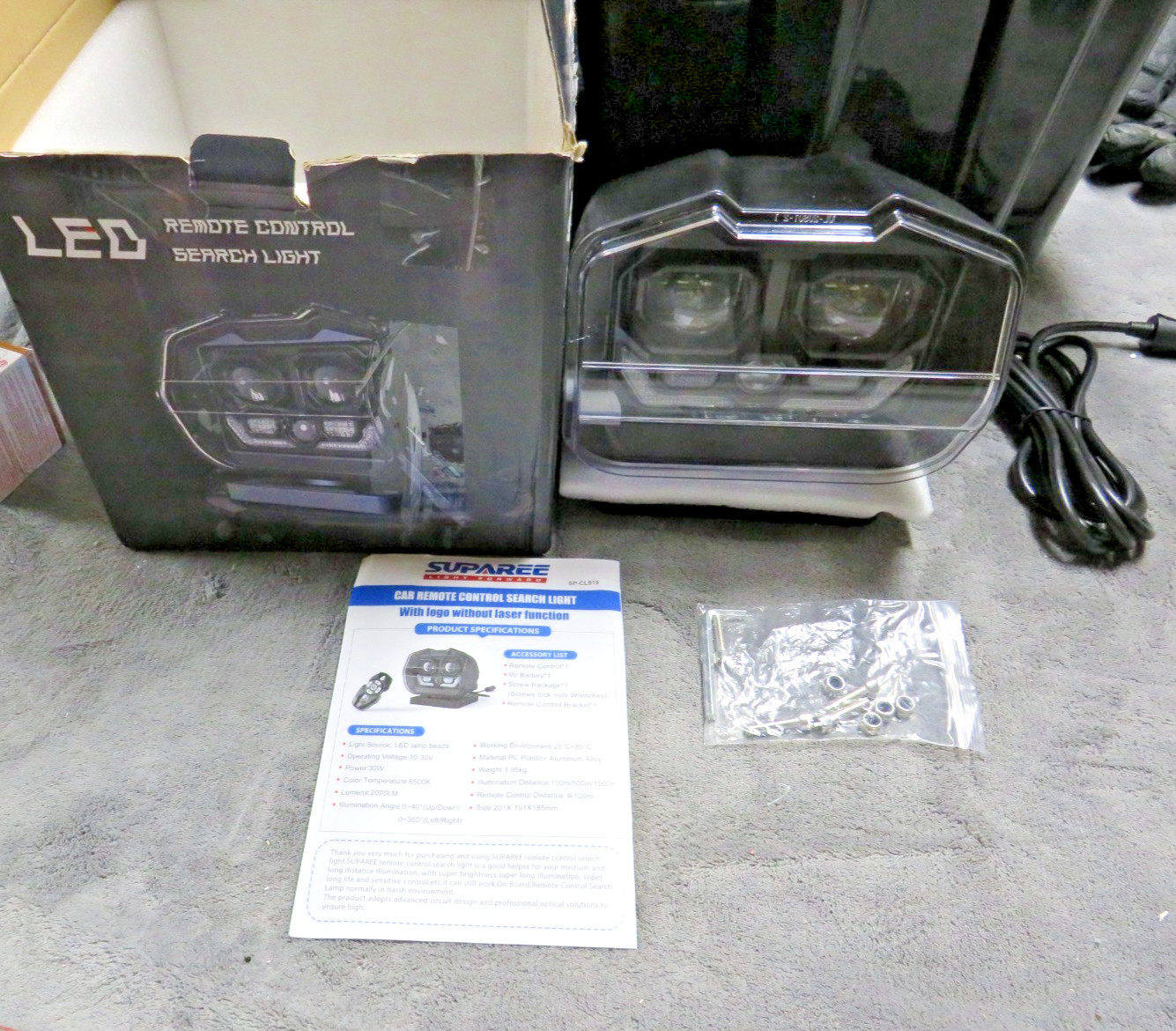 Suparee 60W LED Remote Boat Off-Road Truck Searchlight 360° Wireless Spotlight