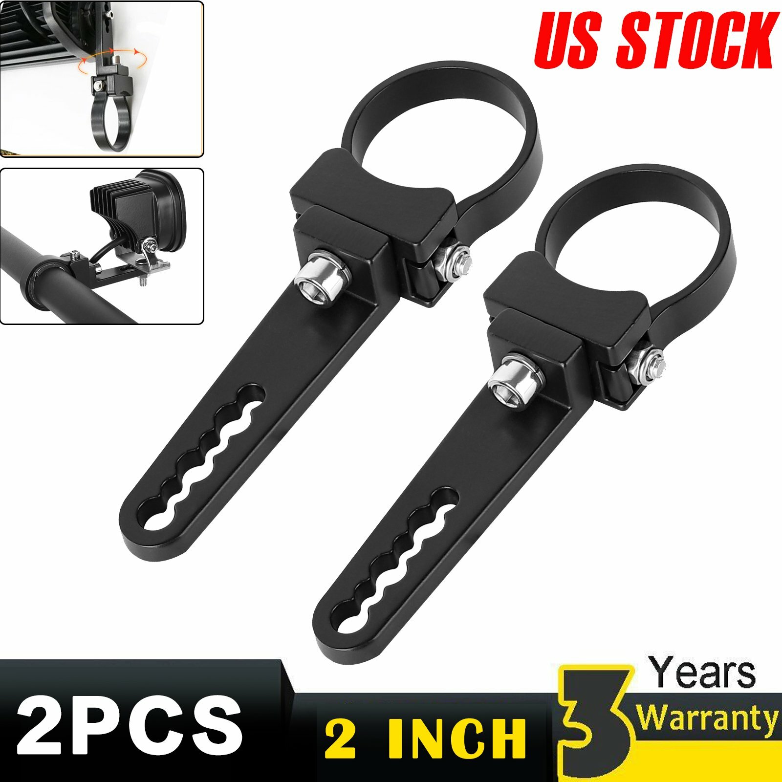 2X 2″ 51mm Bull Bar Roll Cage Mount Bracket Tube Clamps LED Light Bar Offroad