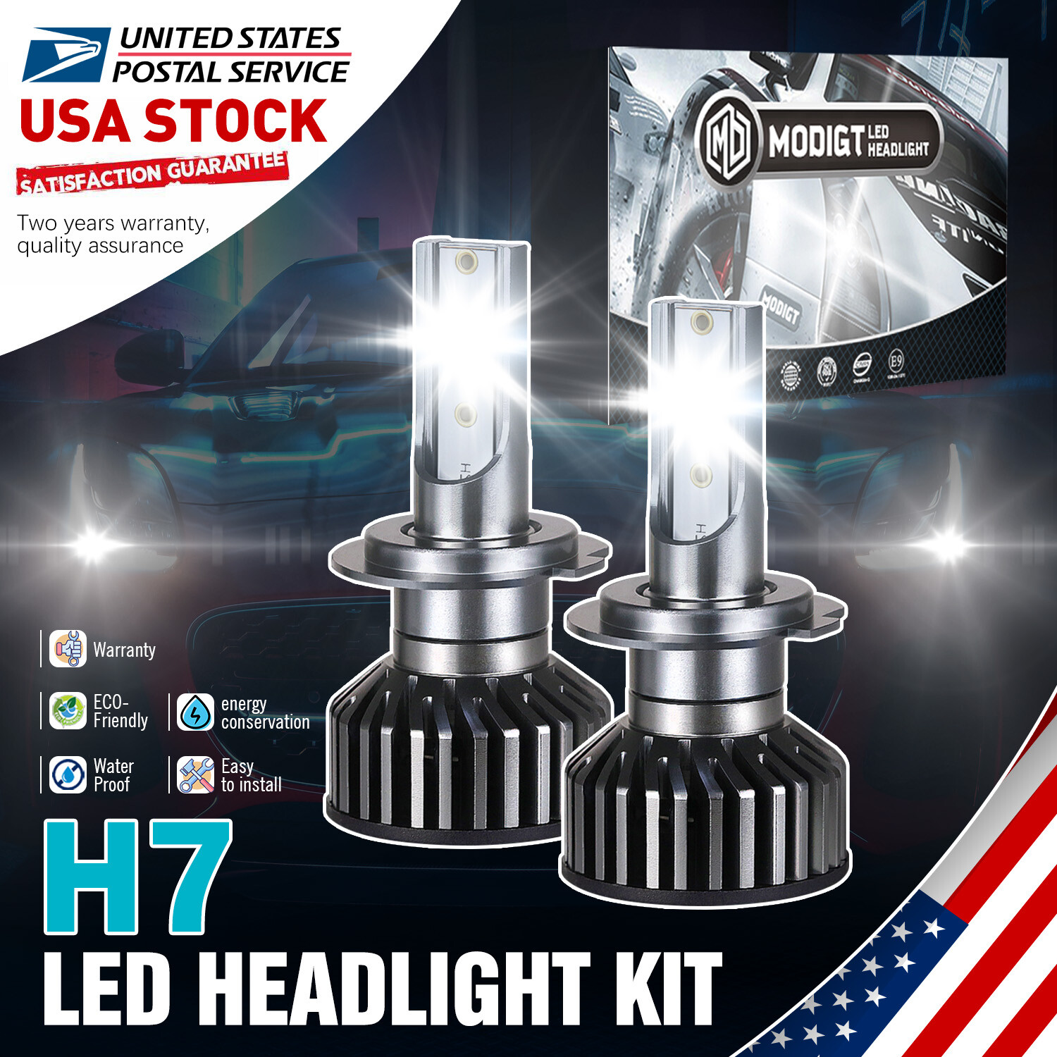 H7 LED Headlight Hi/Low High brightness waterproof built-in fan heat dissipation