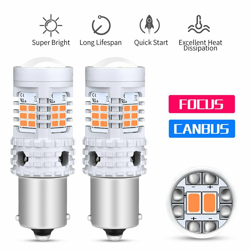 4PC CANBUS BAU15S 7507 PY21W Amber Color LED Bulb Car Turn Signal Indicator Lamp