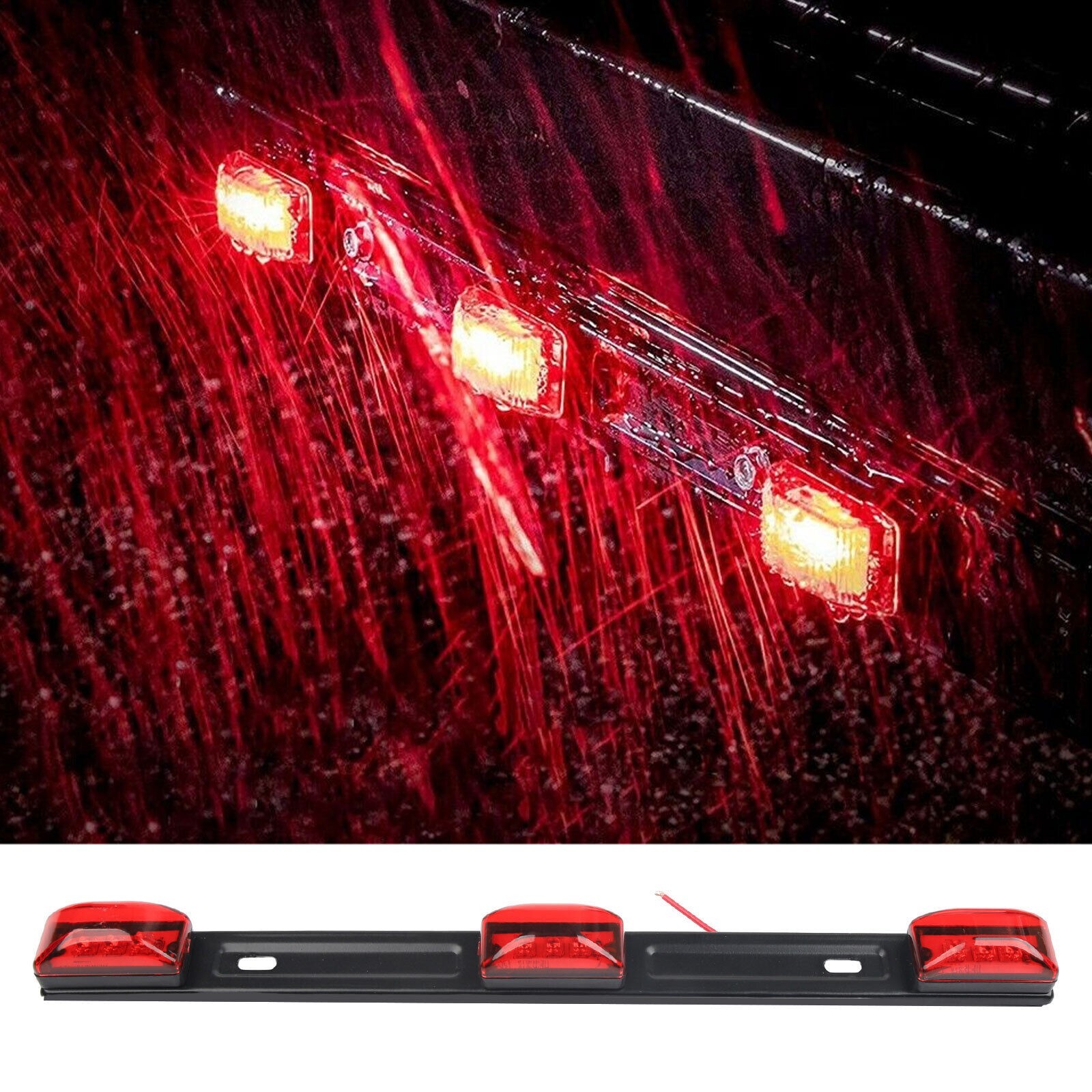 9 LED 3 Red Trailer Light Bar 12V Clearance Marker ID Truck Rear Tail Lightbar
