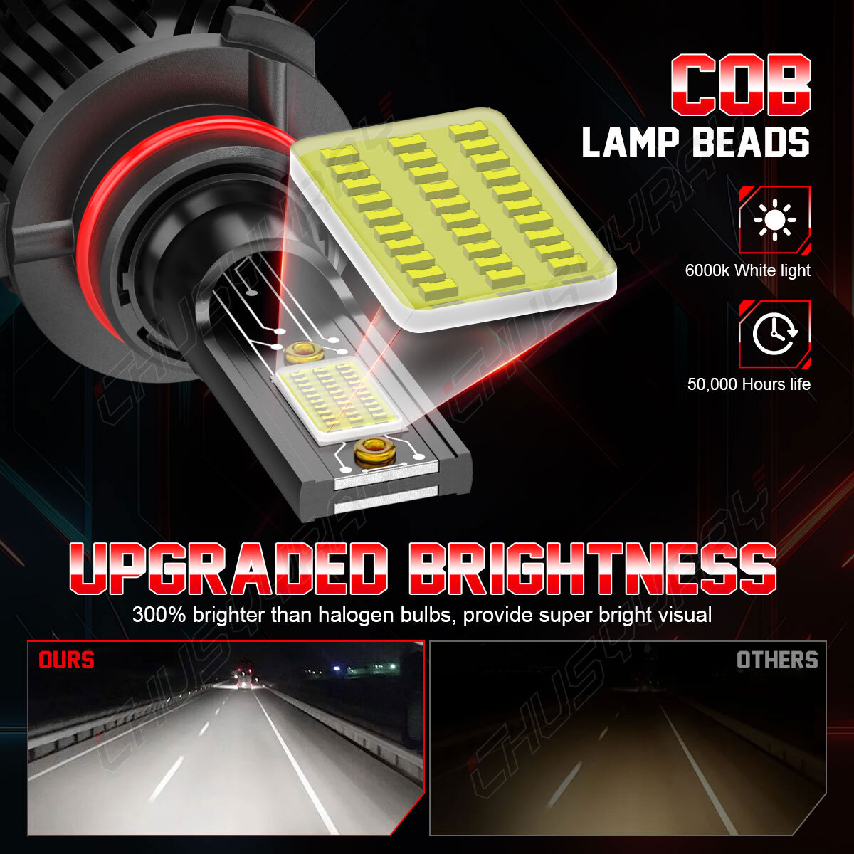 6X 9005 H11 9145 LED Headlight Bulbs Kit Hi-Lo Beam + Fog Light Combo
