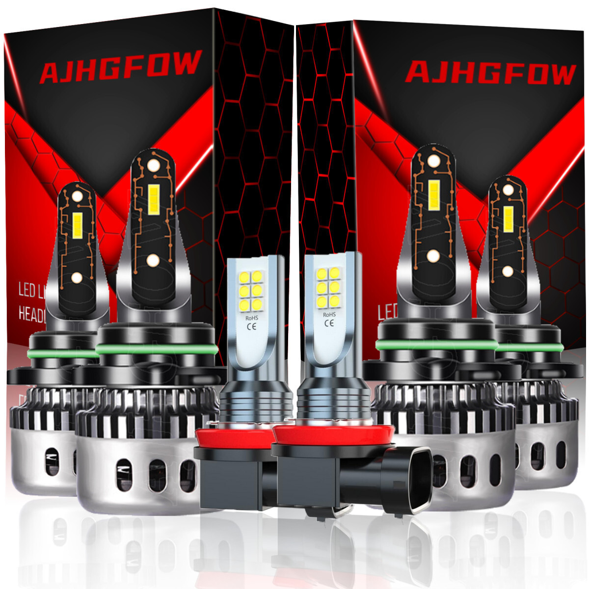 For Mitsubishi Lancer 2008-2017 6000K LED Headlight Hi/Lo Fog light Bulbs Combo