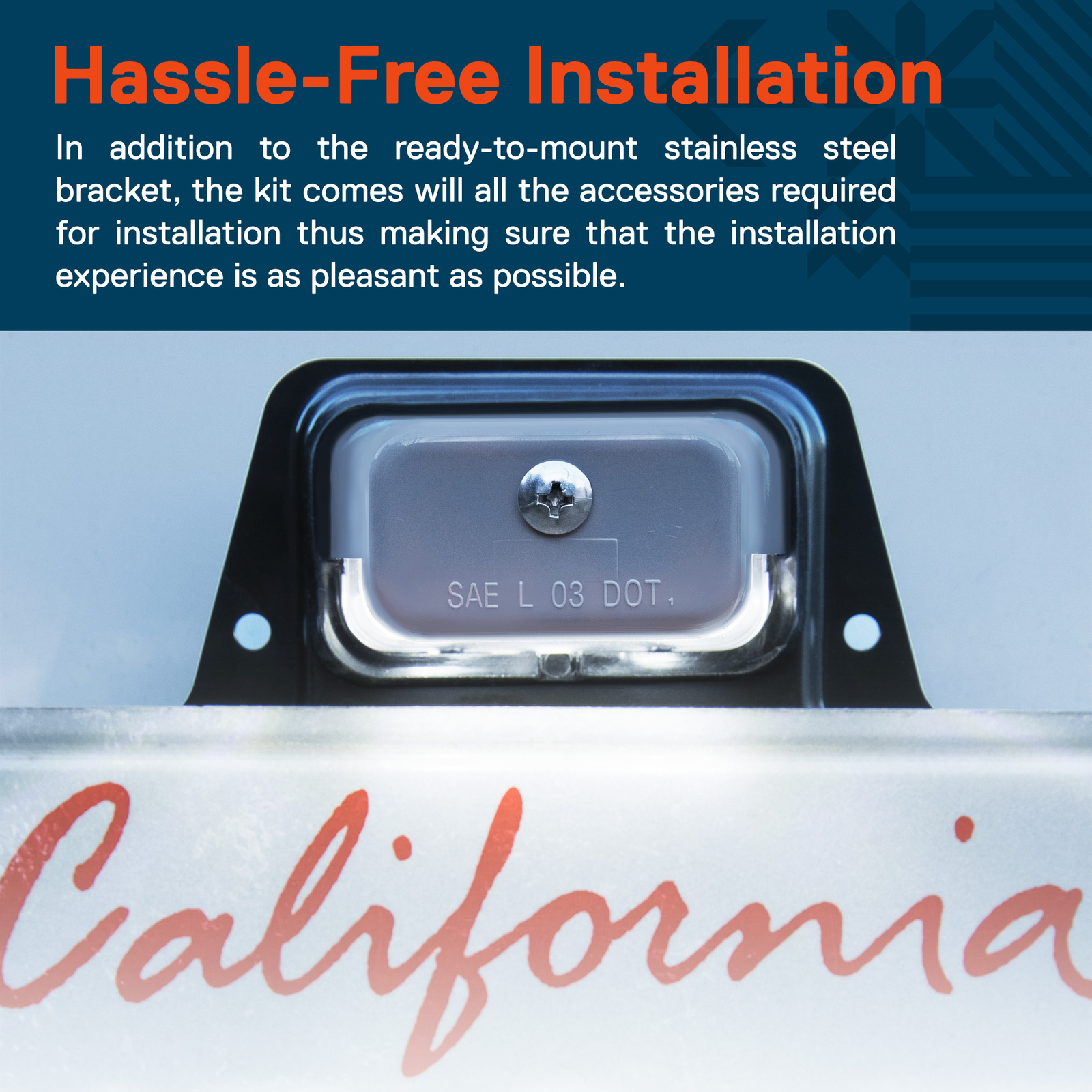Gray 12V Bracket-Mount DOT LED License Plate Tag Light for Trailer UTV ATV Truck