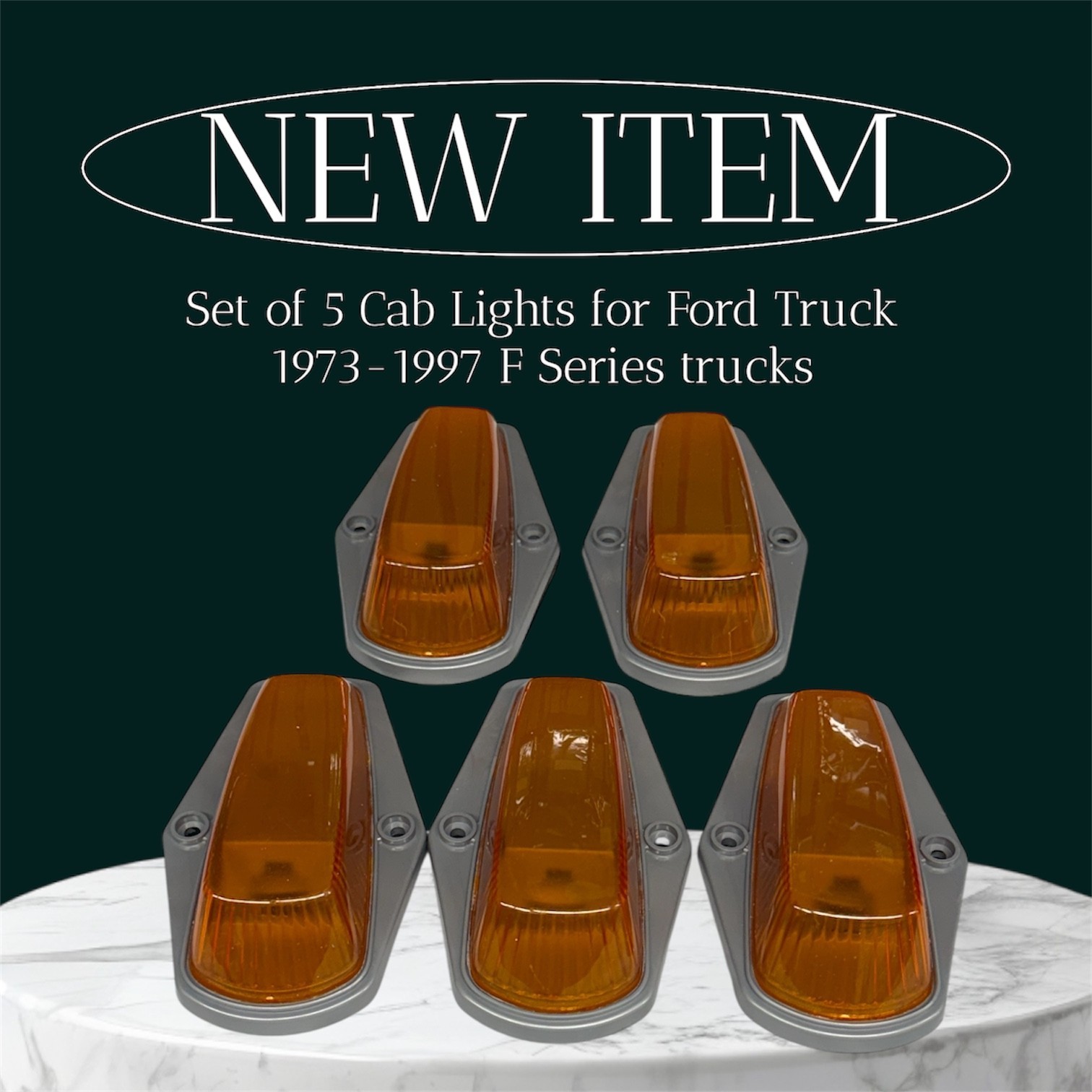 FORD F-Series 1973-97 Truck Cab Lights Amber Set of 5 Amber w Gray