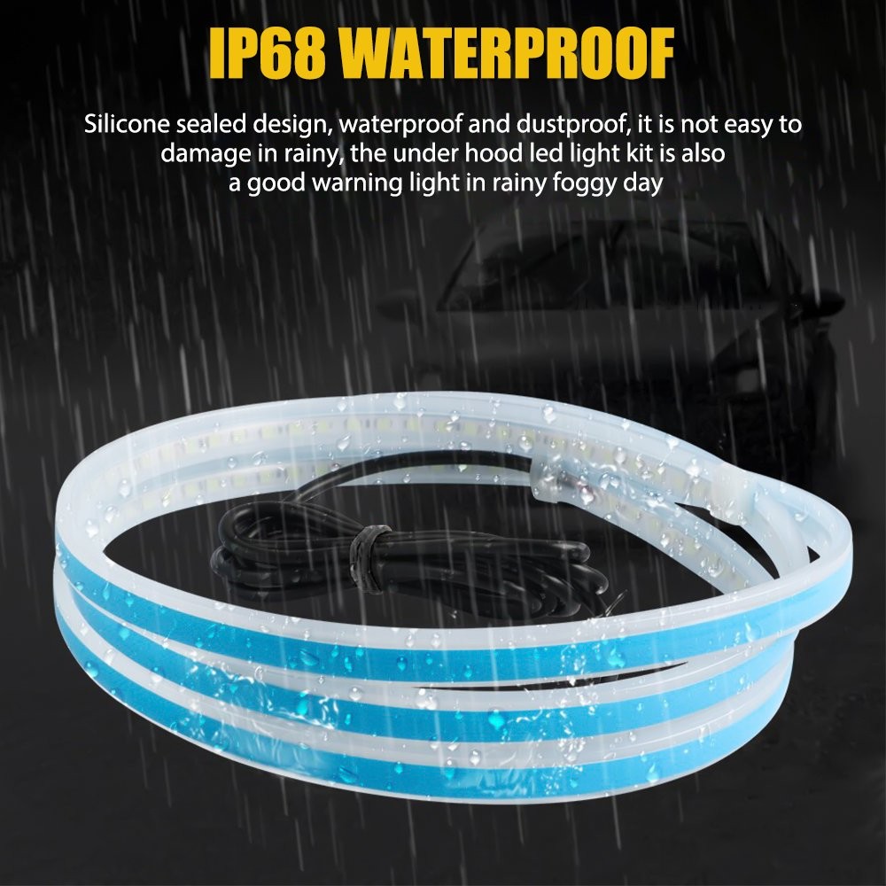 12V Car Hood LED Daytime Running Light Strip Waterproof Flexible Lamps 180cm D