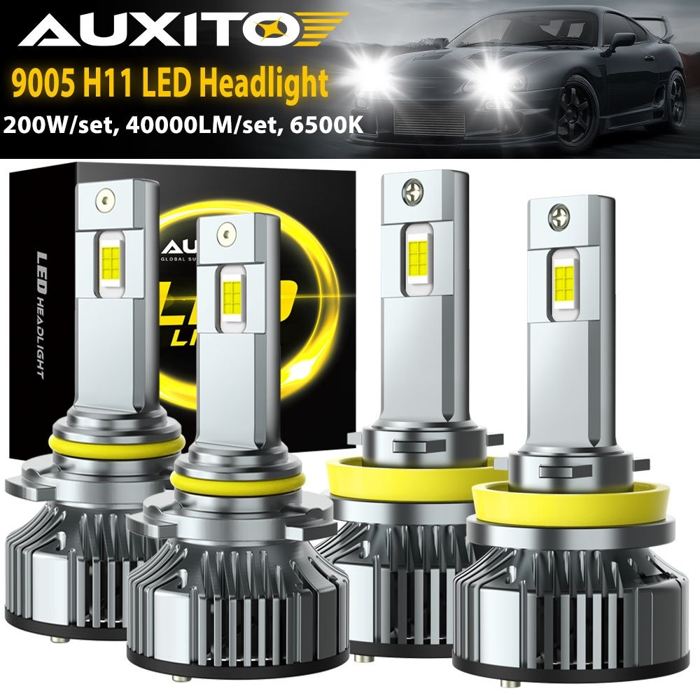 9005 H11 LED Headlights Kit Combo Bulbs 6500K Hi/Low Beam Super White Bright A+