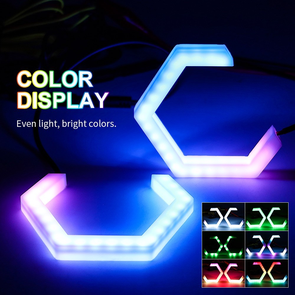 APP 2 in 1 Car RGB Heart LED Angel Eyes Halo Rings Headlight DRL Light Retrofit