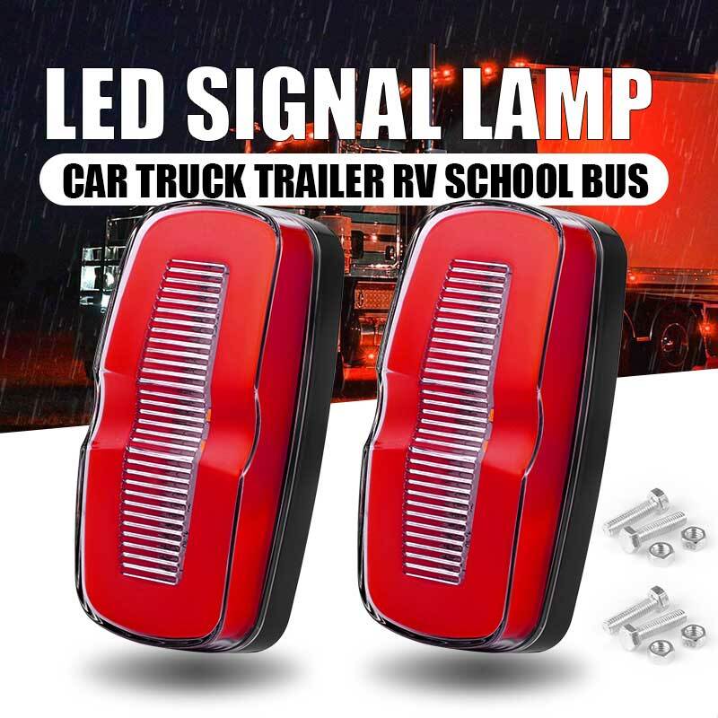4PC 4″ Red Amber Flowing LED Side Marker Light Tail Turn Signal Clearance Truck