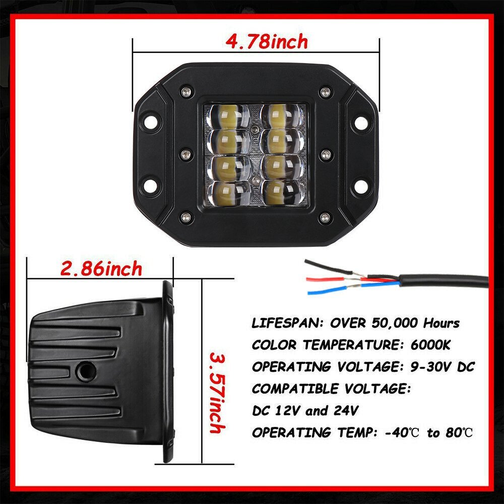 4x 5″ 300W Flush Mount LED Lights Pods Backup Reverse Rear Bumper Off Road 4WD