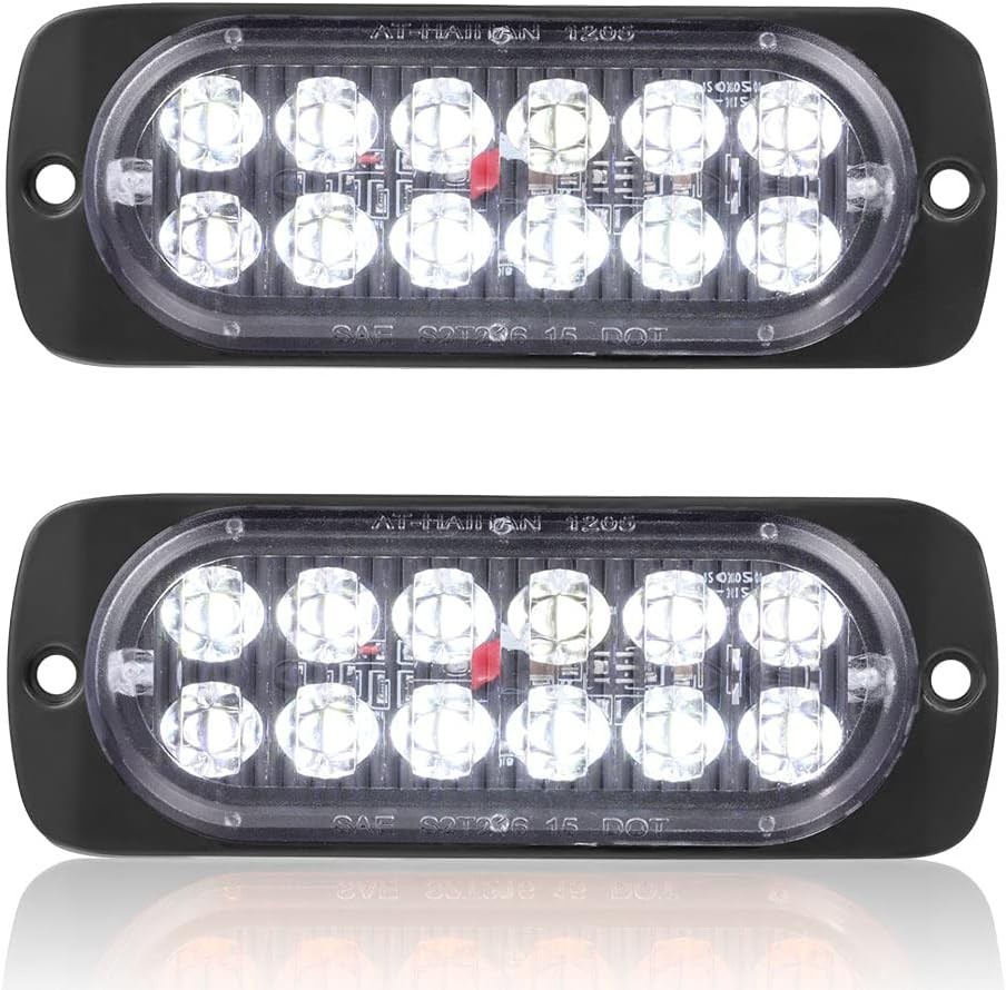 2 Pack White LED Reverse Backup Lights Waterproof Surface Mount DOT Compliant