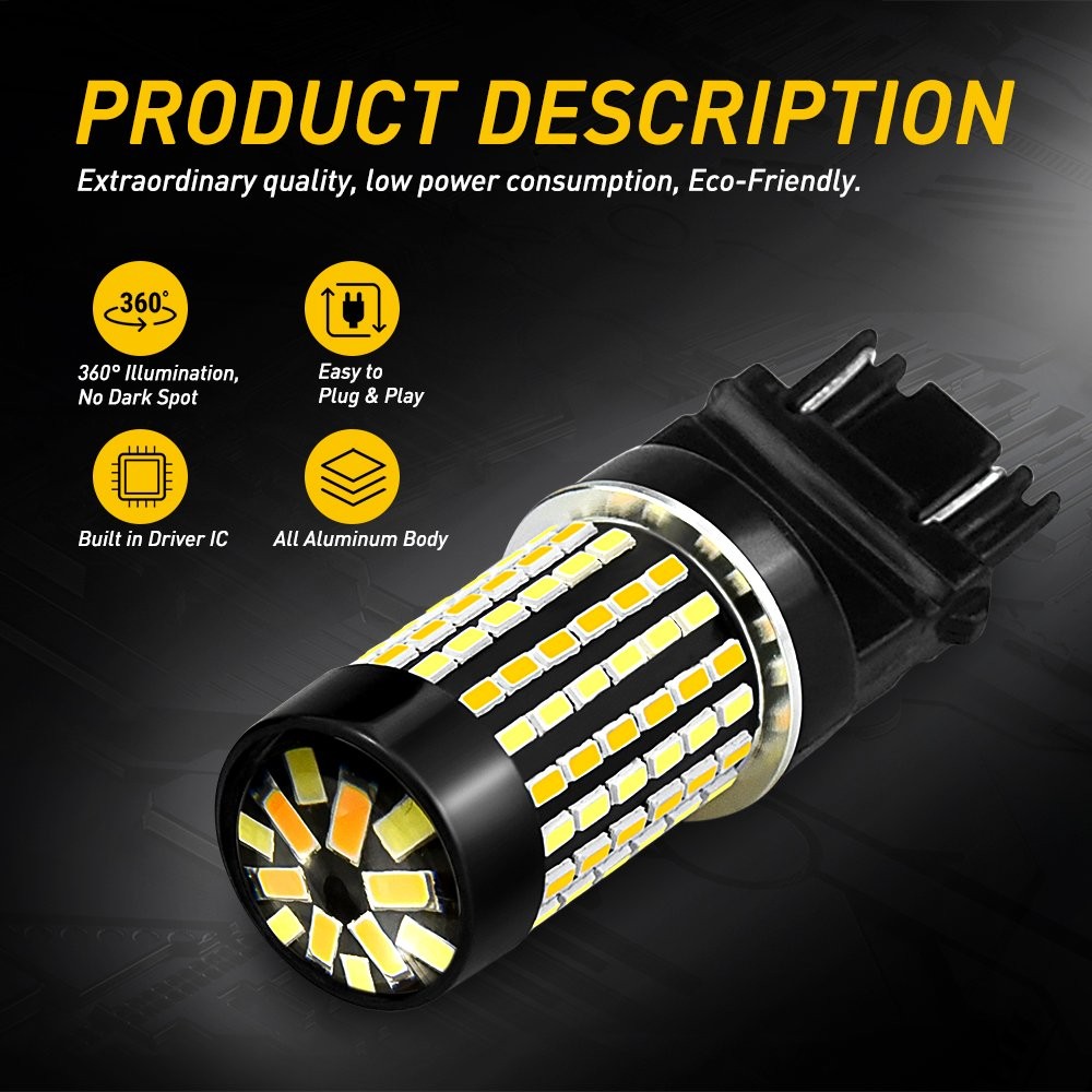 4X AUXITO 3157 4157 White Amber Switchback LED Turn Signal Daytime Running Light