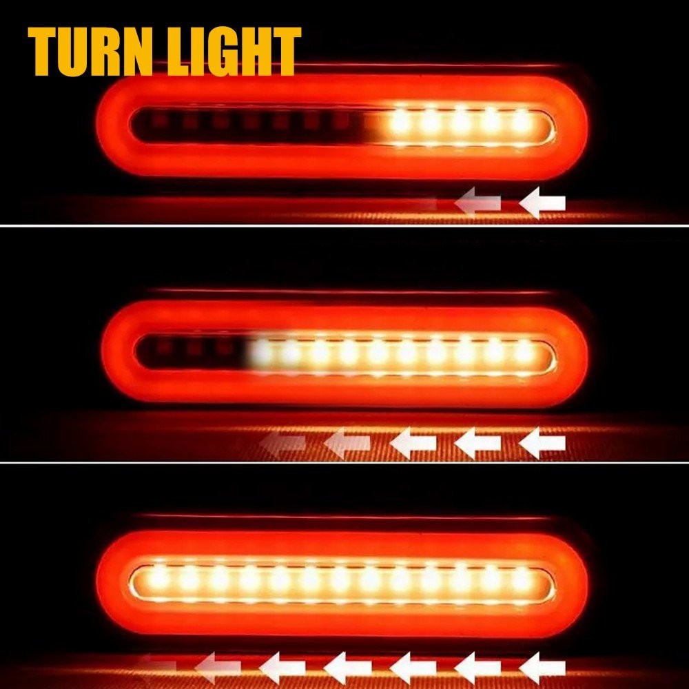 2x 9″ Red/Amber Oval LED Truck Trailer Flowing DRL Stop Turn Tail Brake Lights