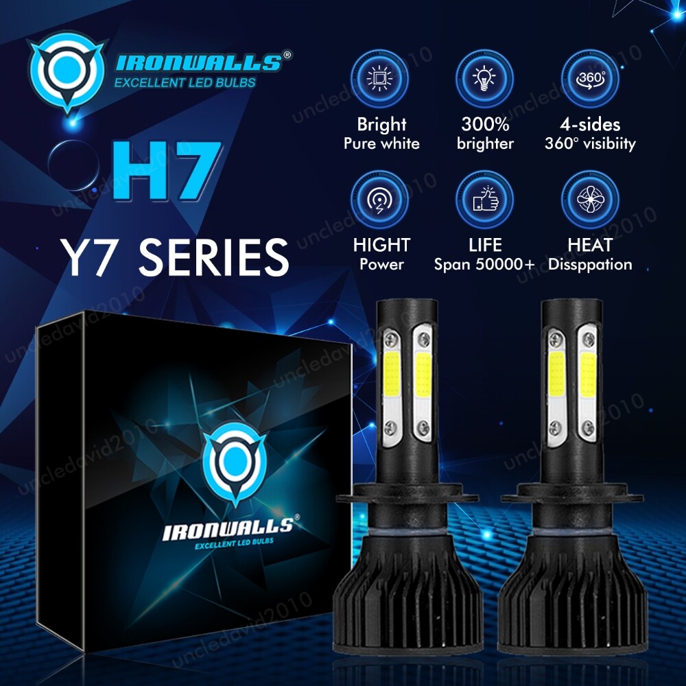 4-sides H7 LED Headlight Bulbs Kit High / Low Beam 6500K 1500000LM 300% Brighter