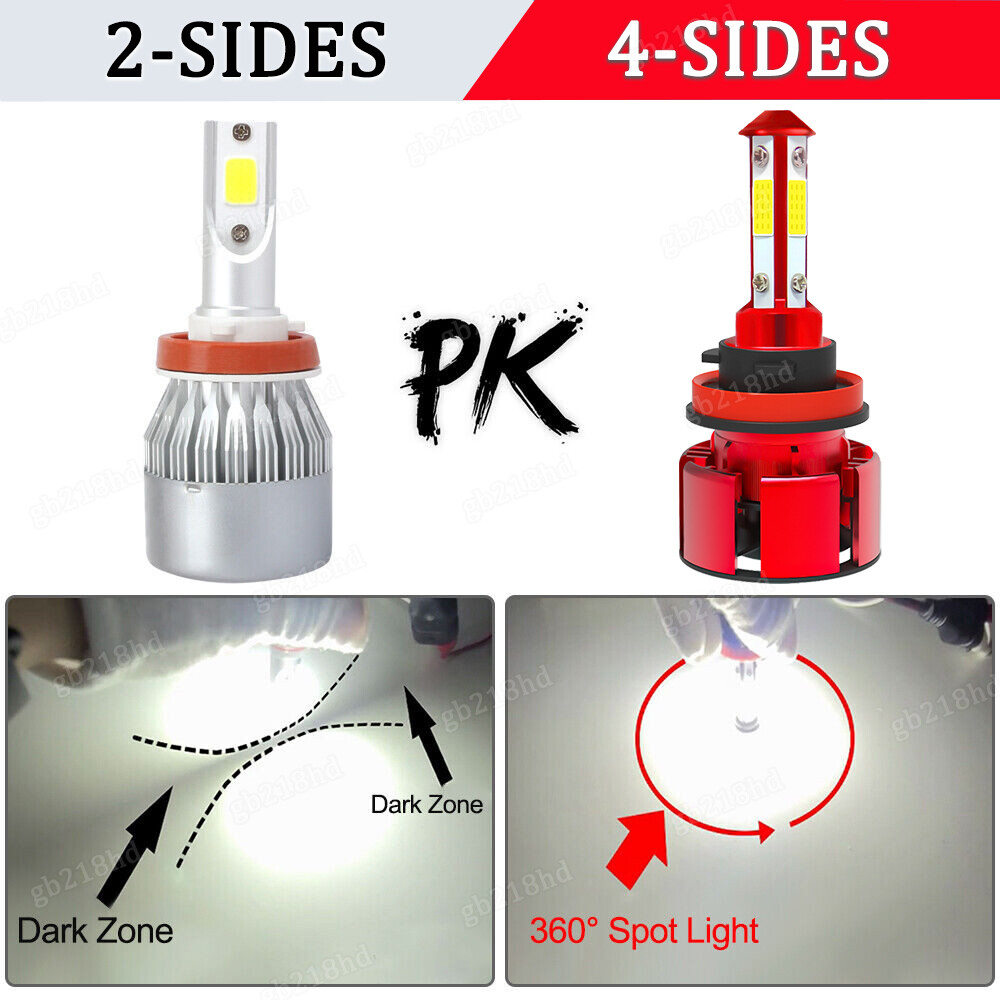 4-Side H4 H11 H13 H7 9005 9006 9004 9007 5202 LED Headlight Bulbs Hi/Lo Beam Kit
