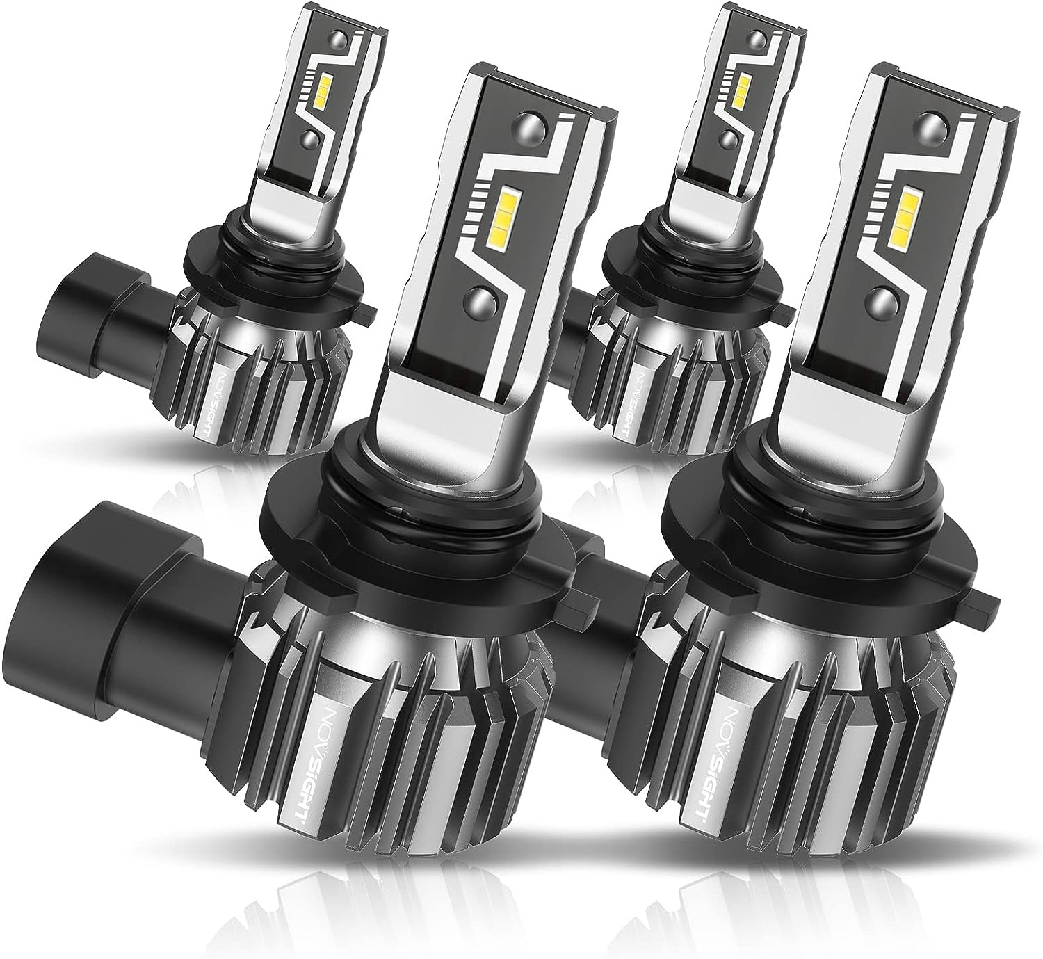 NOVSIGHT 9005 9006 LED Headlight Combo 4 Bulbs Kit 6500K High Low Beam Lamp 4pcs
