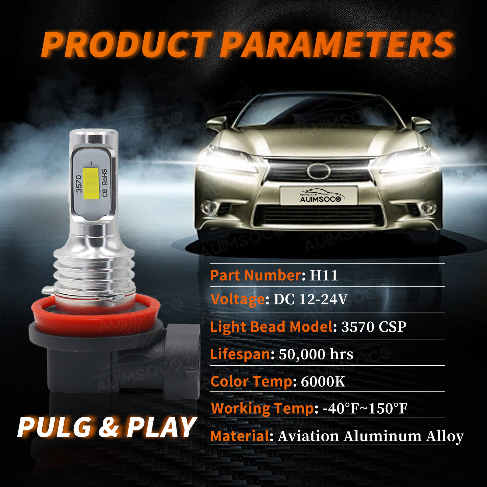 H11 LED Headlight Super Bright Bulbs Kit 8000K White 330000LM High/Low Beam