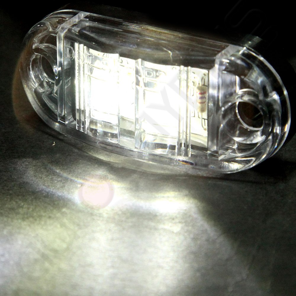 2x Clear White Trailer 2 Diodes Clearance Lamp Side Fender Marker LED Light