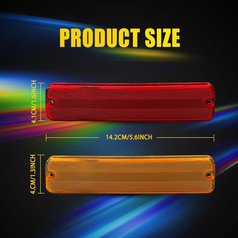 4PC Front Rear Side Marker Light Amber Red Lens For Jeep Cherokee J10 Pickup CJ5