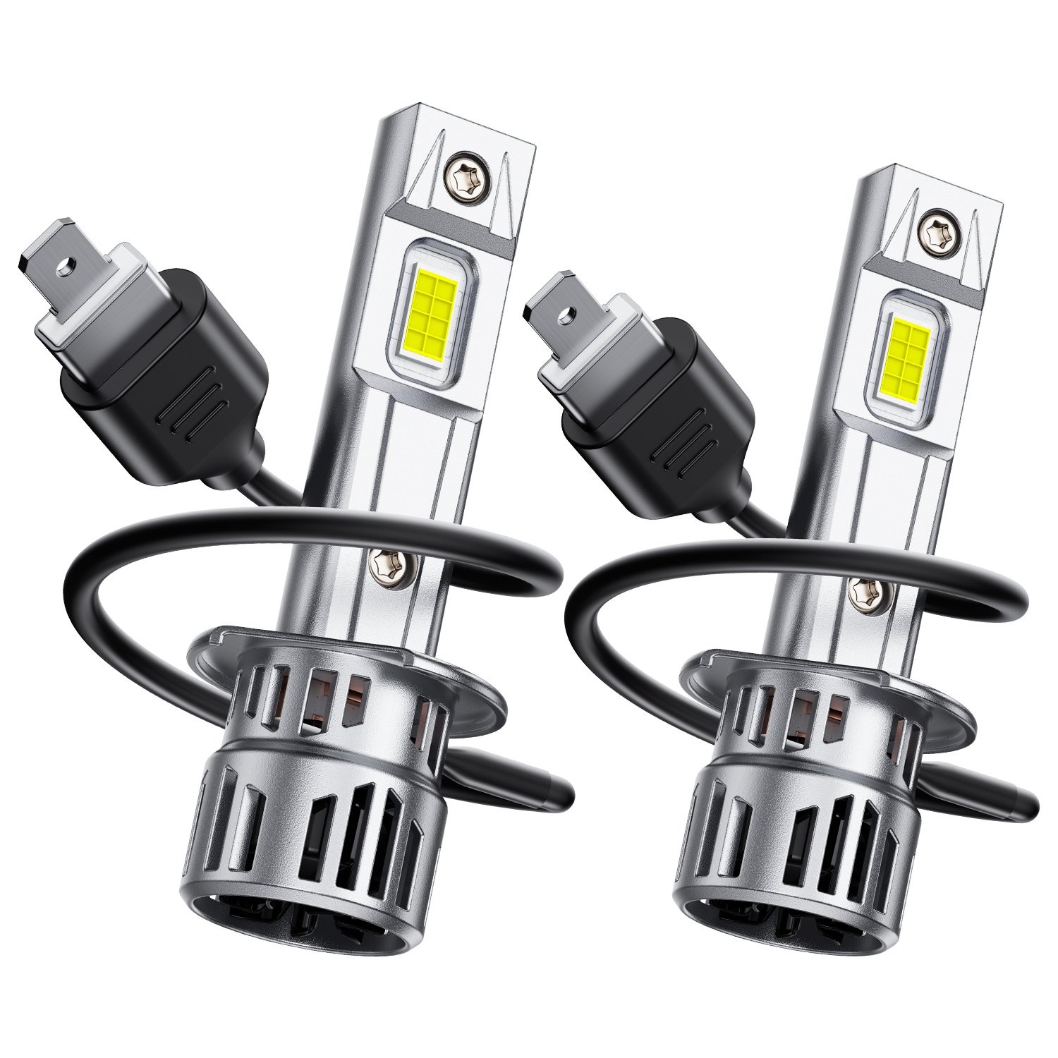 AUIXTO H1 LED Headlight Bulbs w/Fan Cooling High Low Beam 6500K 330000LM Bright