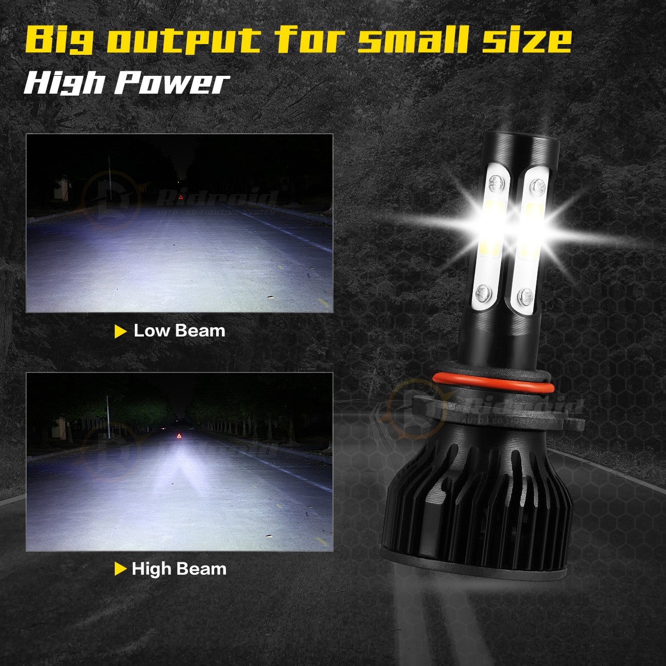 2Pcs 4-sides HB4 9006 LED Headlight Bulbs Kit Low Beam Super Bright White 6500K