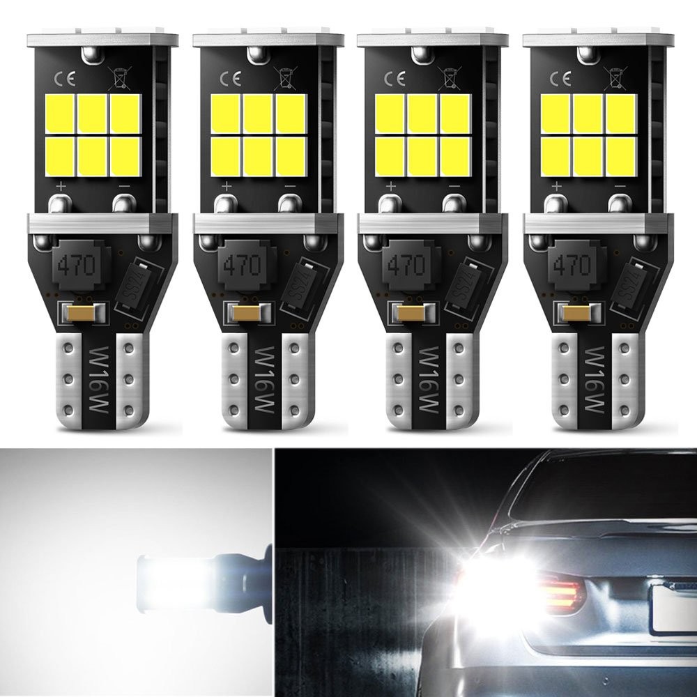 4pcs 1000LM CANBUS T15 921 912 LED Backup Reverse Light Super Bright White 6000K