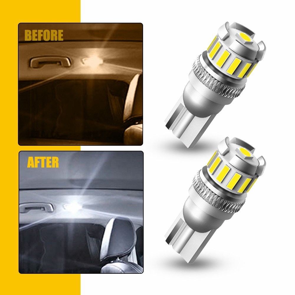 T10 168 194 2825 LED Front Side Marker Light Bulb 6500K Clear Cool White Canbus