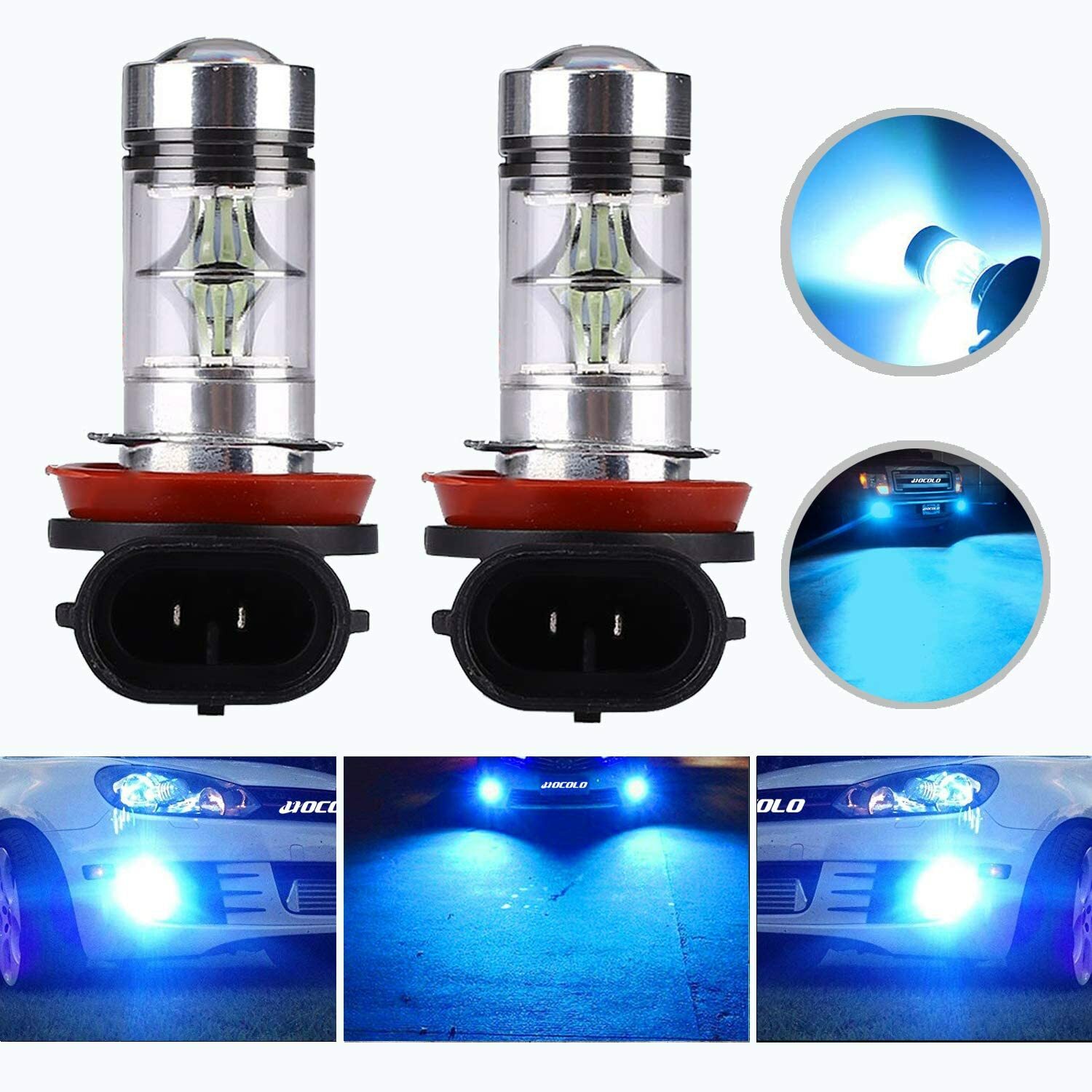 2x 9005 HB3 8000K Ice Blue 100W LED Headlights Bulbs Kit Fog Light DRL Lamps