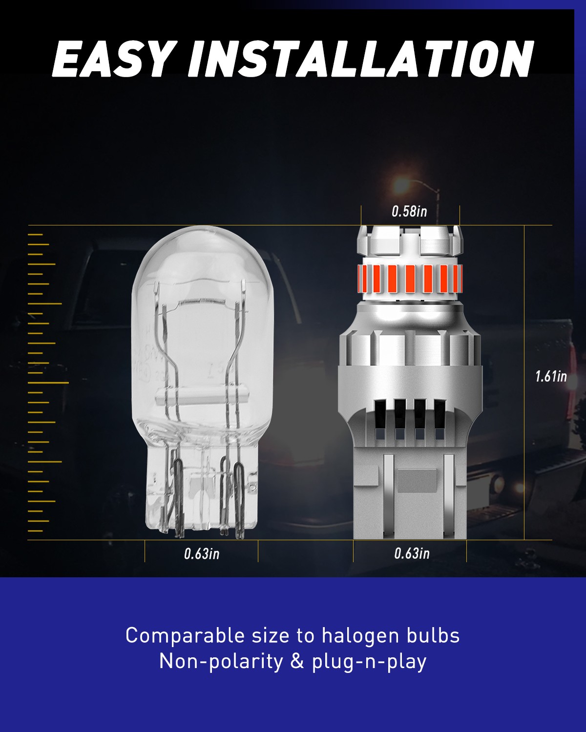 7443 LED Strobe Flashing Blinking Brake Tail Light Parking Safety Warning Bulbs