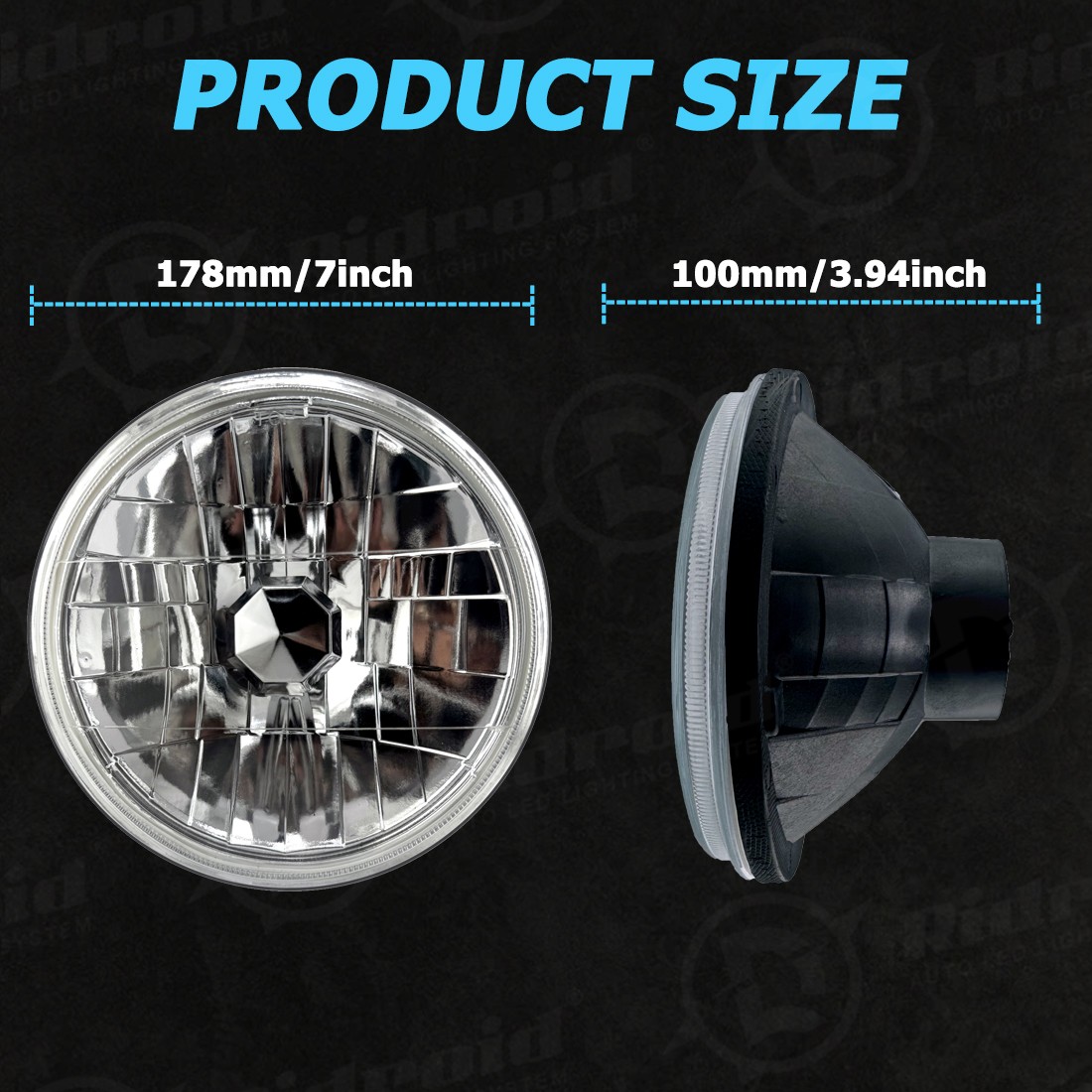 Pair 7″ Inch Round LED Headlights Hi/LO Sealed Beam for Chevy Bel Air 1955-1957