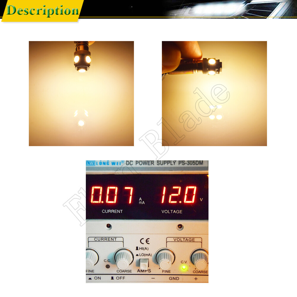 2Pcs Warm White BAX9S H6W 433C 434 LED Bulbs for Car Auto Interior Lights Lamps