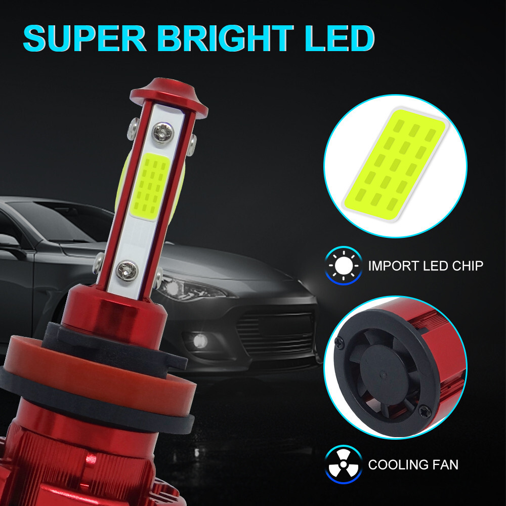 H11 LED Headlight Kit Low Beam Bulbs Super Bright 6500K 4-Sides White 380000LM