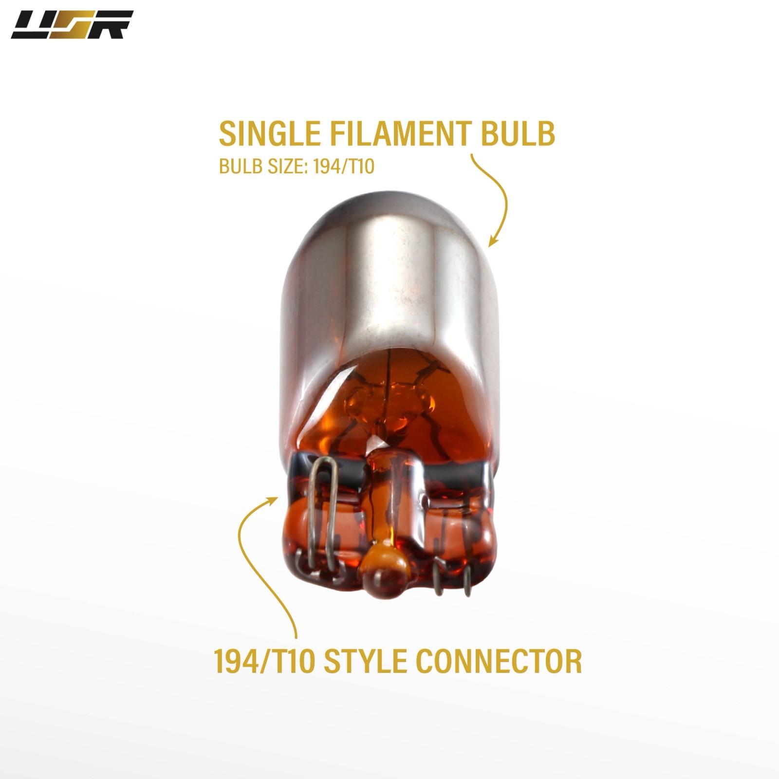2825 / 168 / 194 / W5W / T10 Stealth Chrome Amber Halogen Bulbs Pair