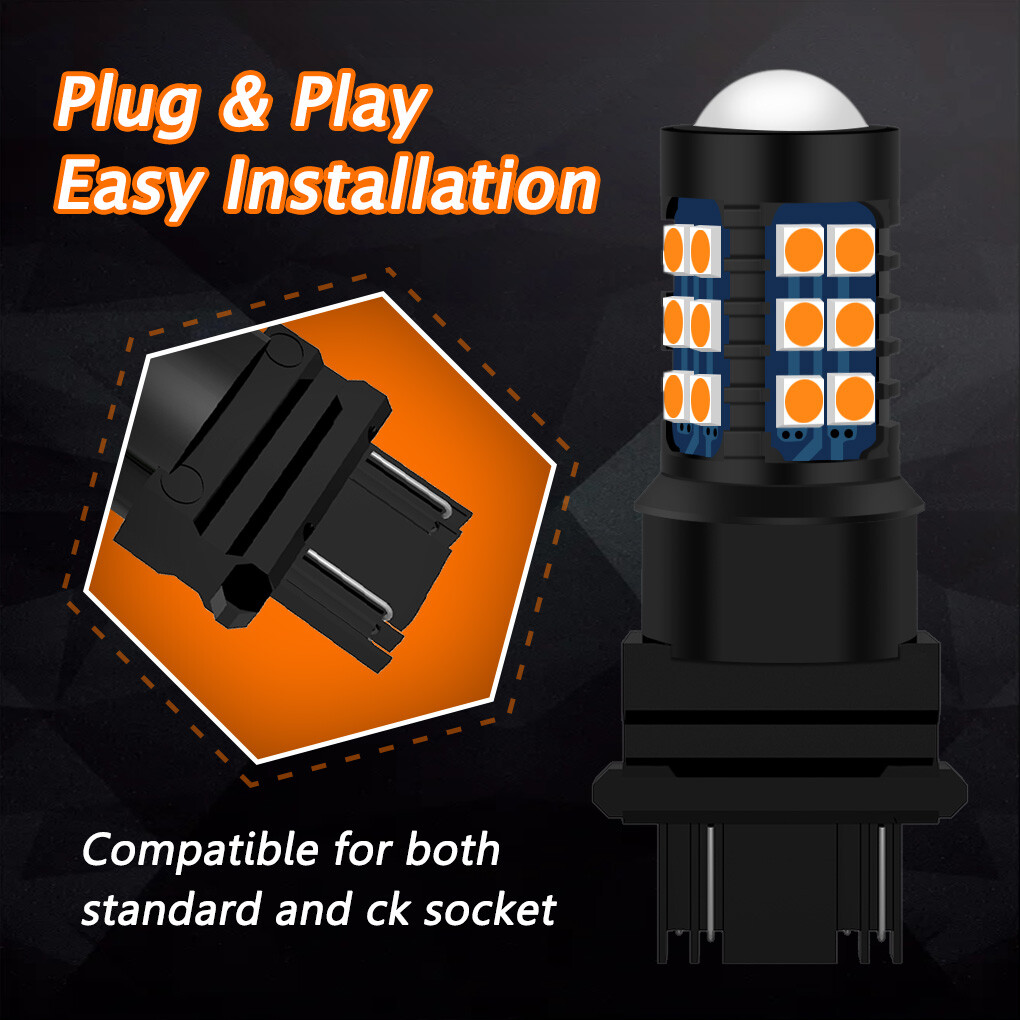 3000K Amber Yellow 3157 LED Turn Signal Parking Corner Light Bulbs 30SMD Upgarde