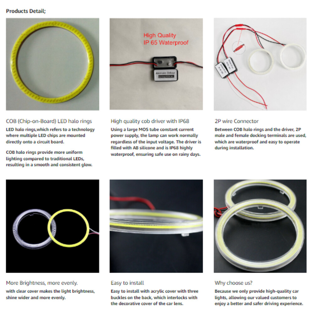 Waterproof LED COB Halo Rings Angel Eyes for DRL Can-am Renegade off-road SUVs