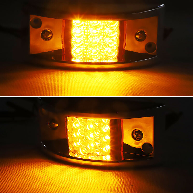 Amber/Red/White 12 LED Sealed Chrome Side Marker Truck Trailer Clearance Lights