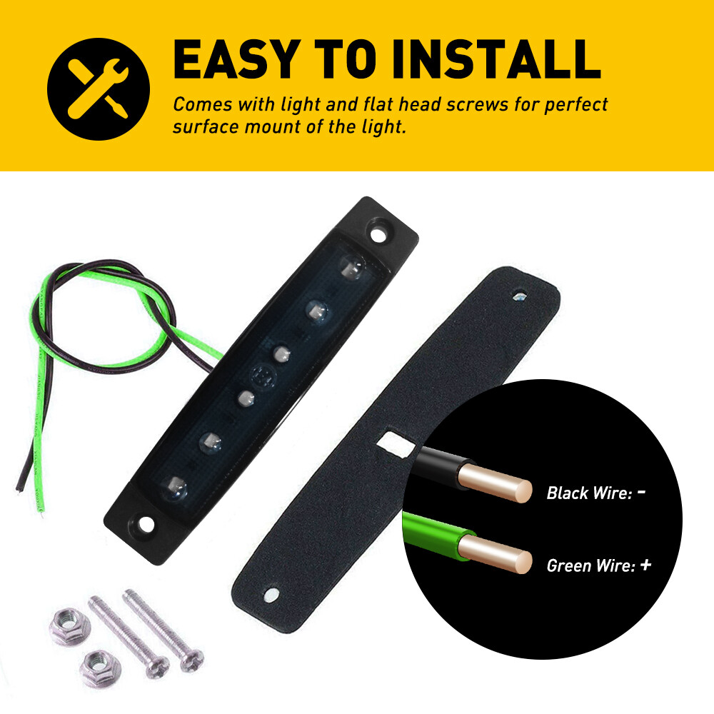 10pcs Truck Trailer Clearance Light Green LED Side Marker Lights 3.8″ Waterproof